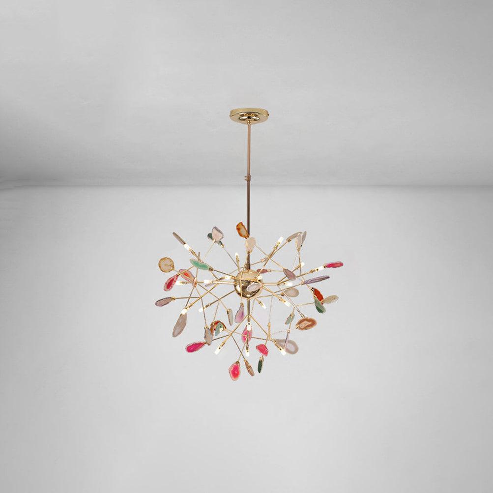 Ulenor Chandelier Colorful Leaf Gilded Arms-Neutral Decor