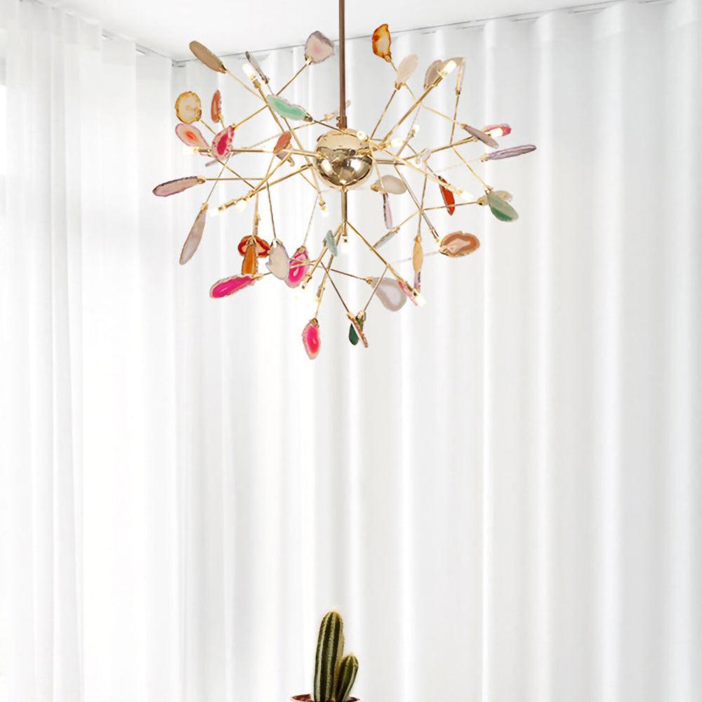 Ulenor Chandelier Colorful Leaf Gilded Arms-Neutral Decor