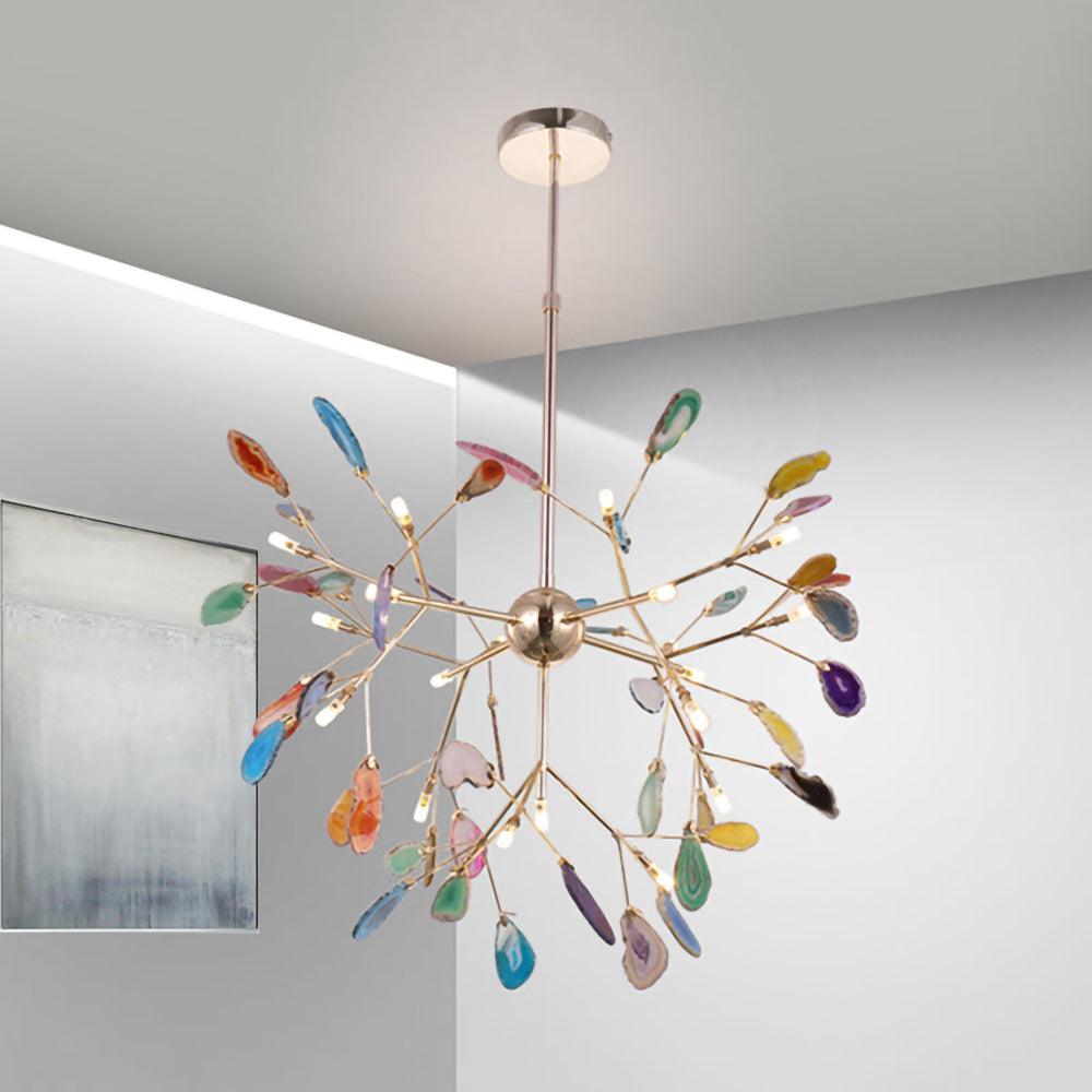Ulenor Chandelier Colorful Leaf Gilded Arms-Neutral Decor
