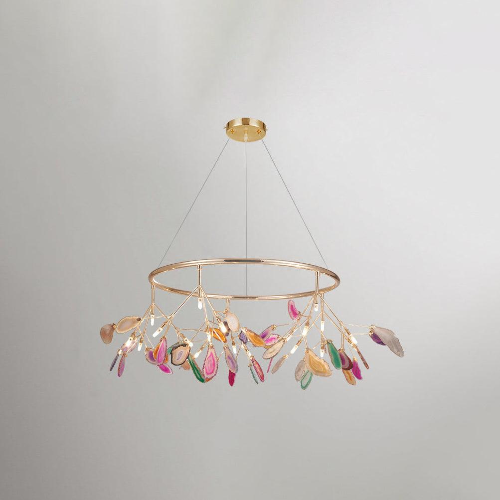 Ulenor Chandelier Colorful Leaf Gilded Arms-Neutral Decor