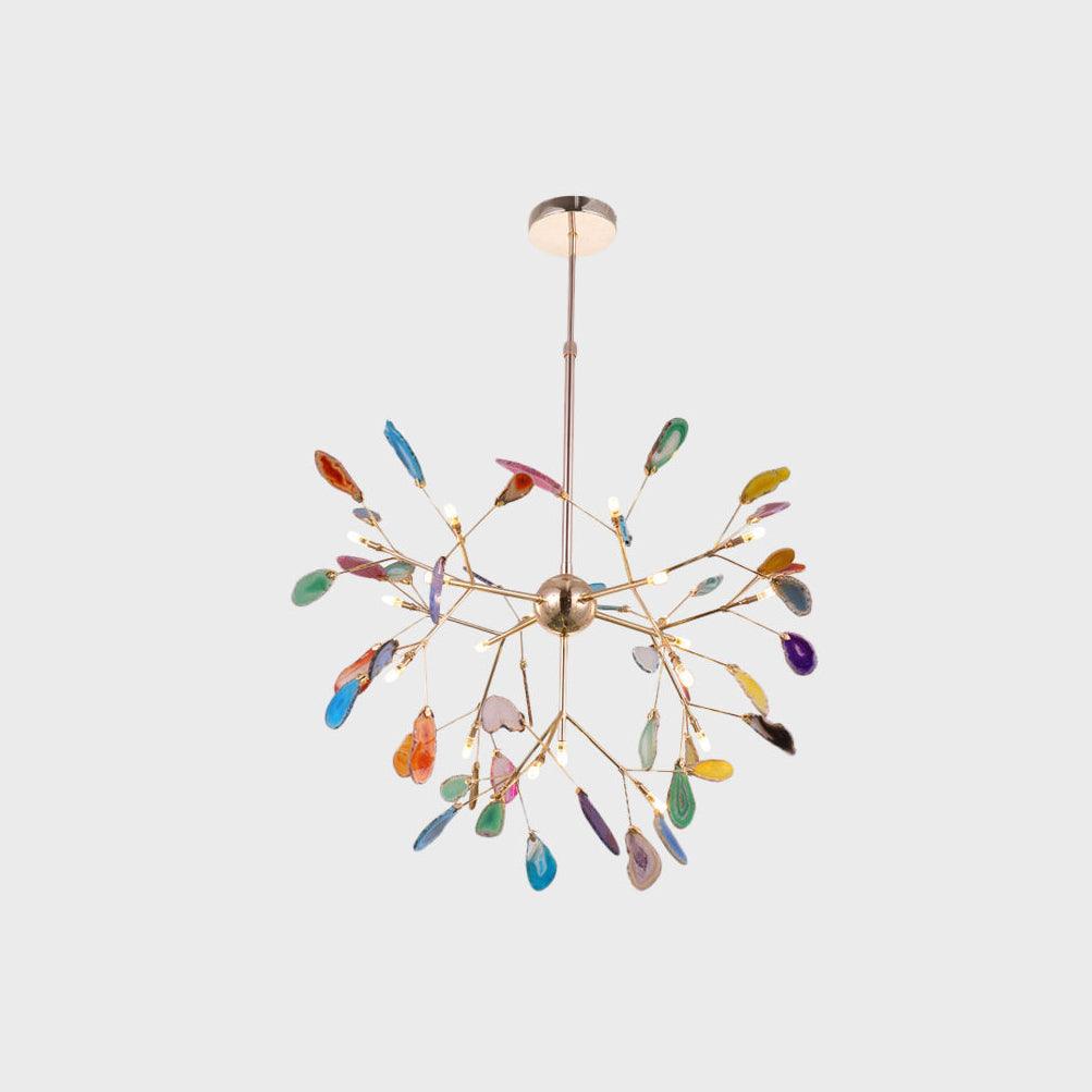 Ulenor Chandelier Colorful Leaf Gilded Arms-Neutral Decor