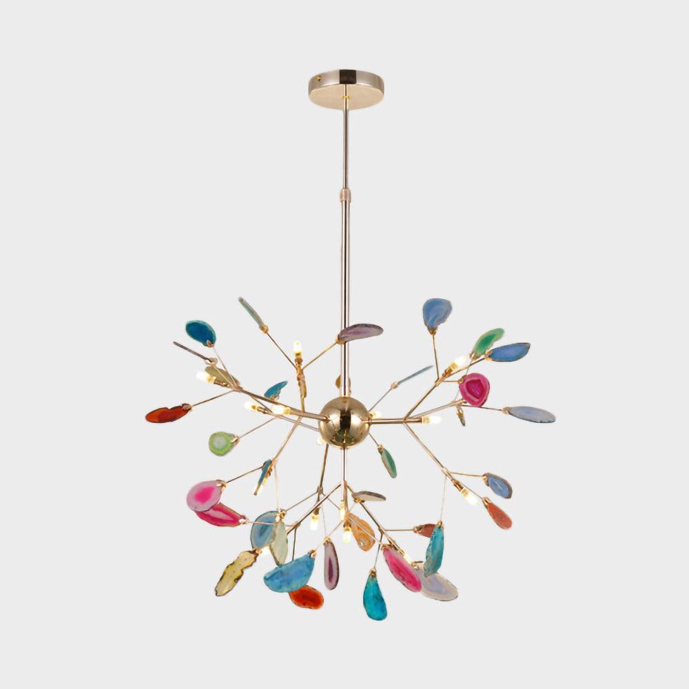 Ulenor Chandelier Colorful Leaf Gilded Arms-Neutral Decor