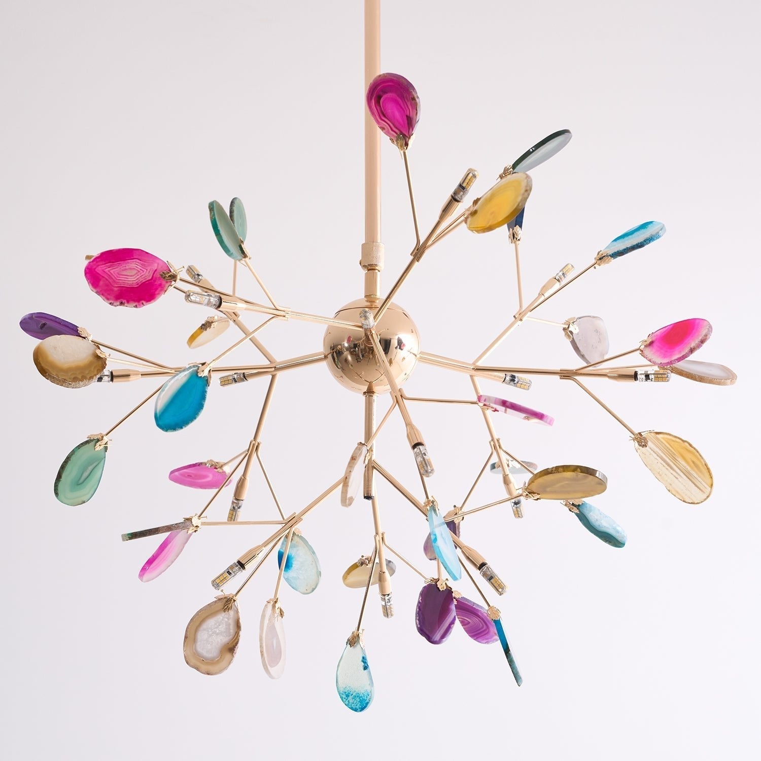 Ulenor Chandelier Colorful Leaf Gilded Arms-Neutral Decor