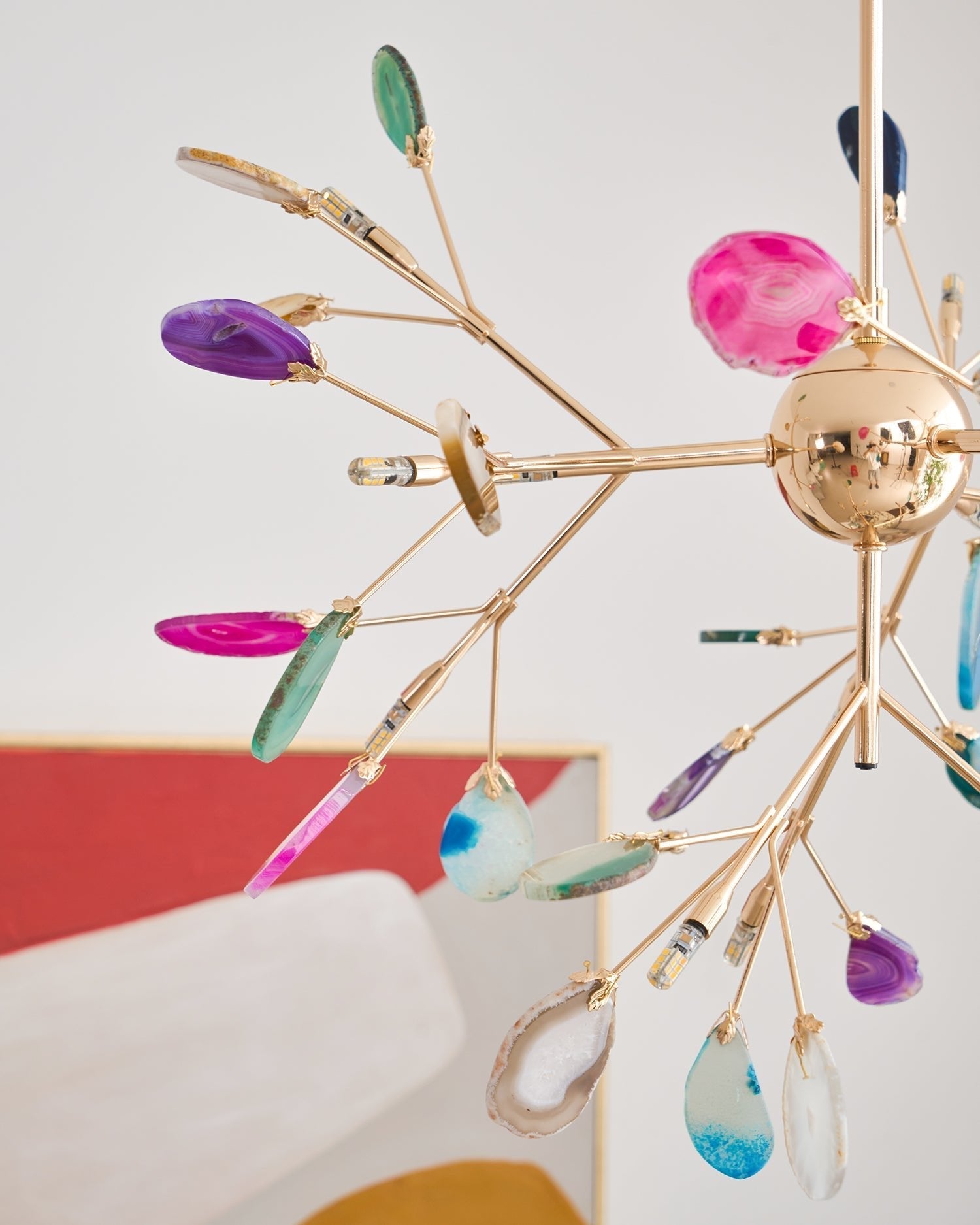 Ulenor Chandelier Colorful Leaf Gilded Arms-Neutral Decor