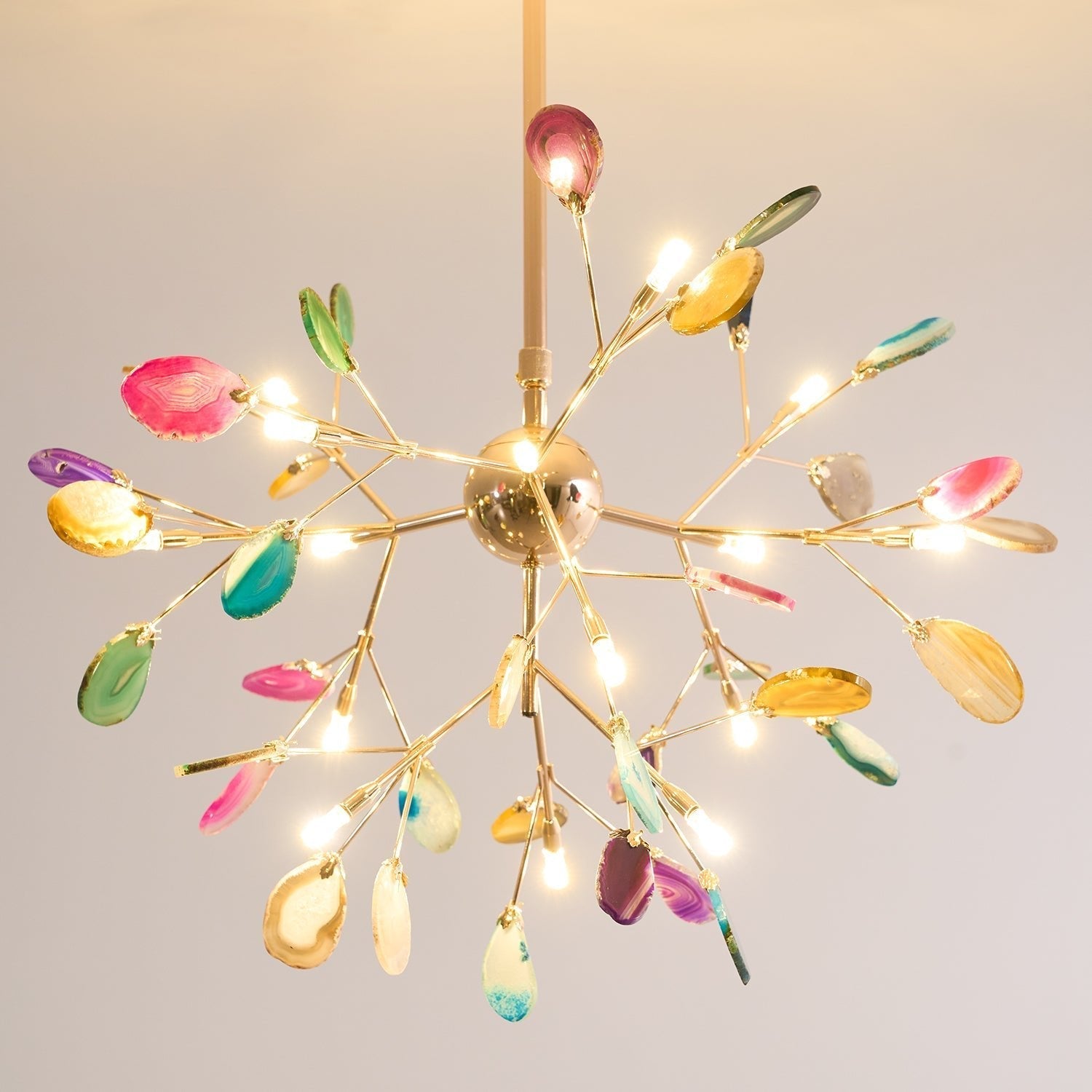 Ulenor Chandelier Colorful Leaf Gilded Arms-Neutral Decor