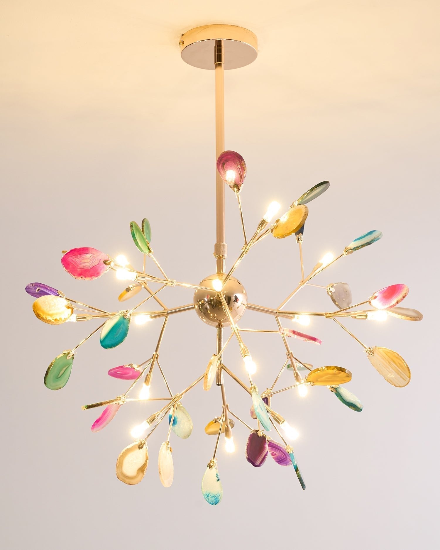 Ulenor Chandelier Colorful Leaf Gilded Arms-Neutral Decor
