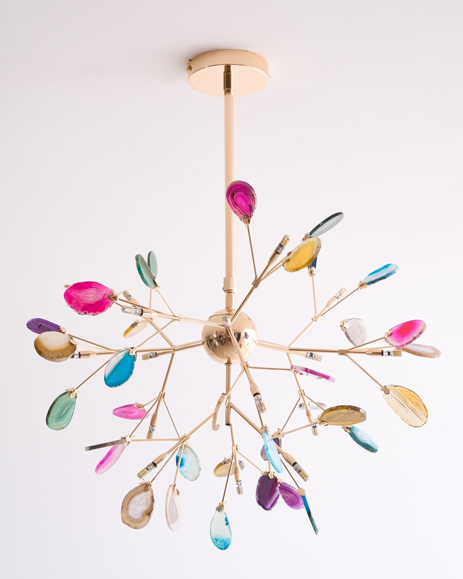 Ulenor Chandelier Colorful Leaf Gilded Arms-Neutral Decor