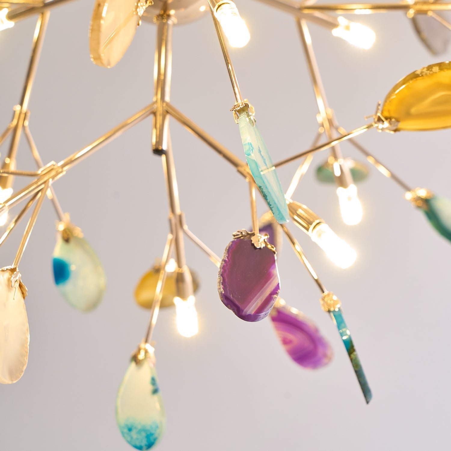 Ulenor Chandelier Colorful Leaf Gilded Arms-Neutral Decor