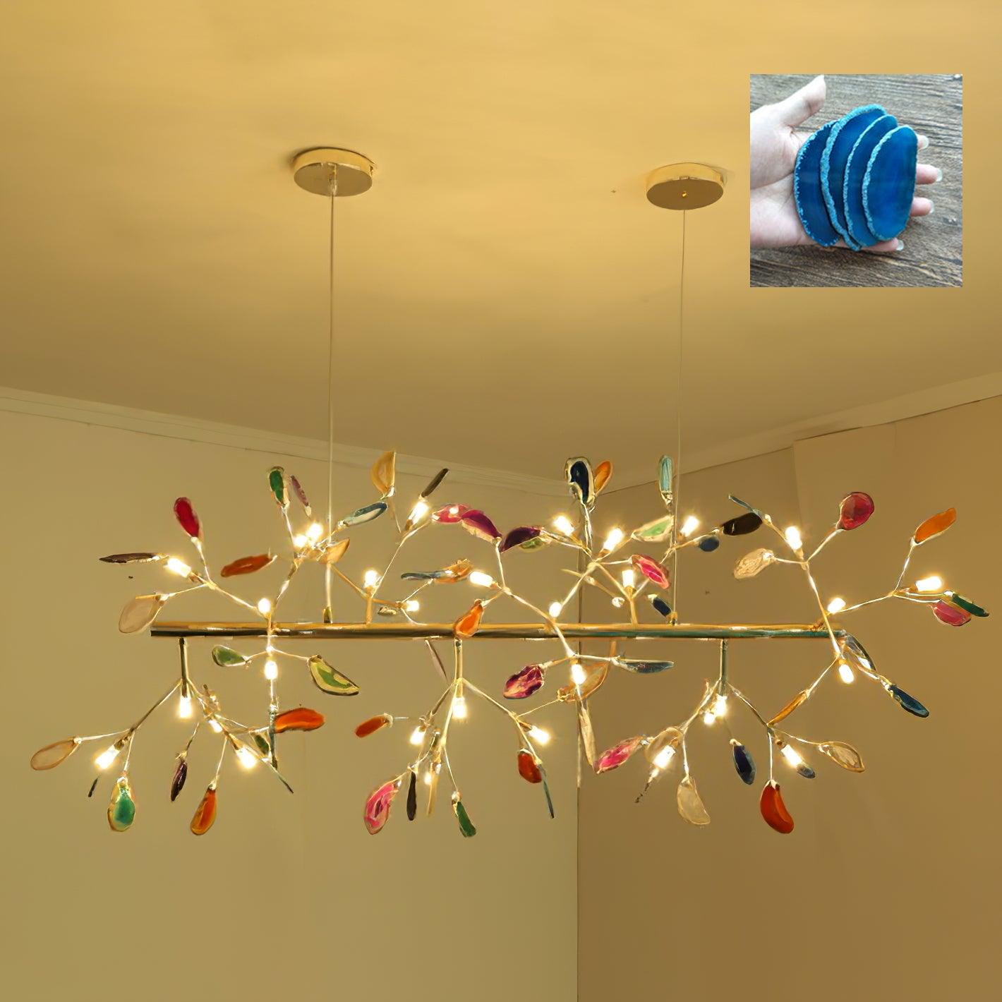 Ulenor Chandelier Colorful Leaf Gilded Arms-Neutral Decor