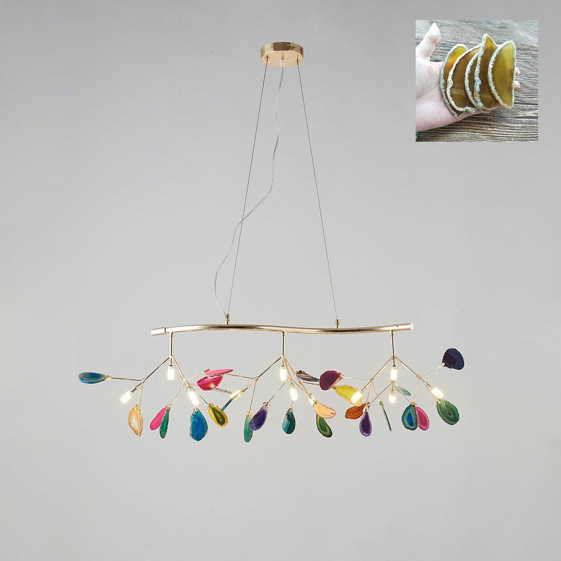 Ulenor Chandelier Colorful Leaf Gilded Arms-Neutral Decor