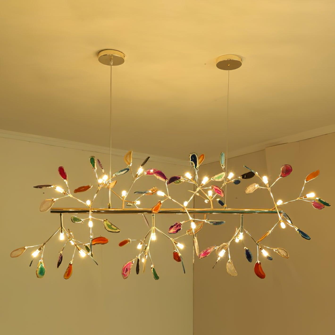Ulenor Chandelier Colorful Leaf Gilded Arms-Neutral Decor