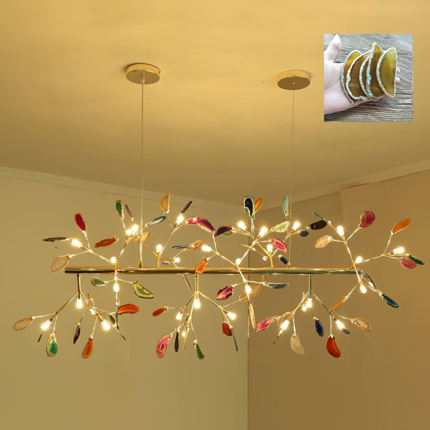Ulenor Chandelier Colorful Leaf Gilded Arms-Neutral Decor