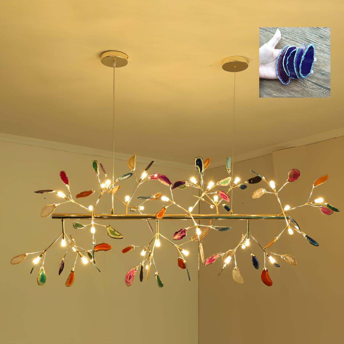 Ulenor Chandelier Colorful Leaf Gilded Arms-Neutral Decor