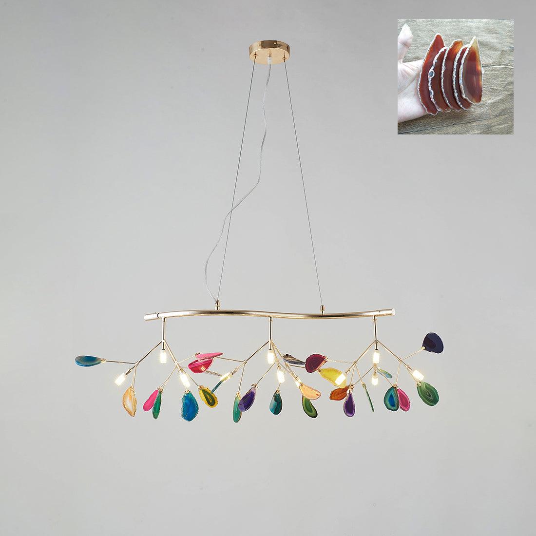 Ulenor Chandelier Colorful Leaf Gilded Arms-Neutral Decor