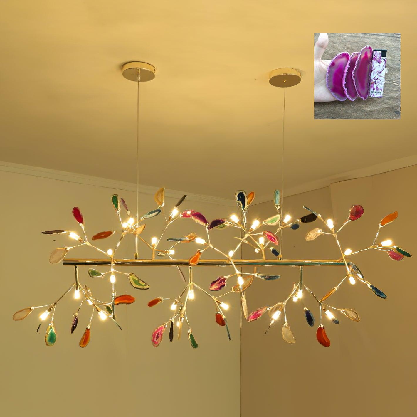 Ulenor Chandelier Colorful Leaf Gilded Arms-Neutral Decor