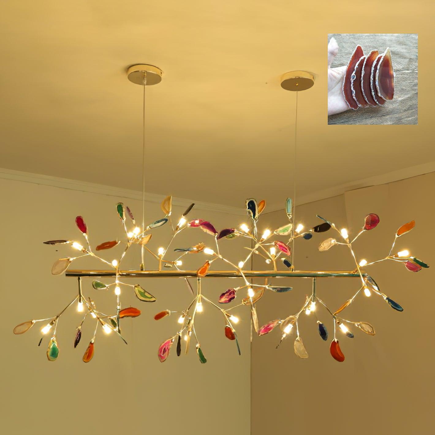 Ulenor Chandelier Colorful Leaf Gilded Arms-Neutral Decor