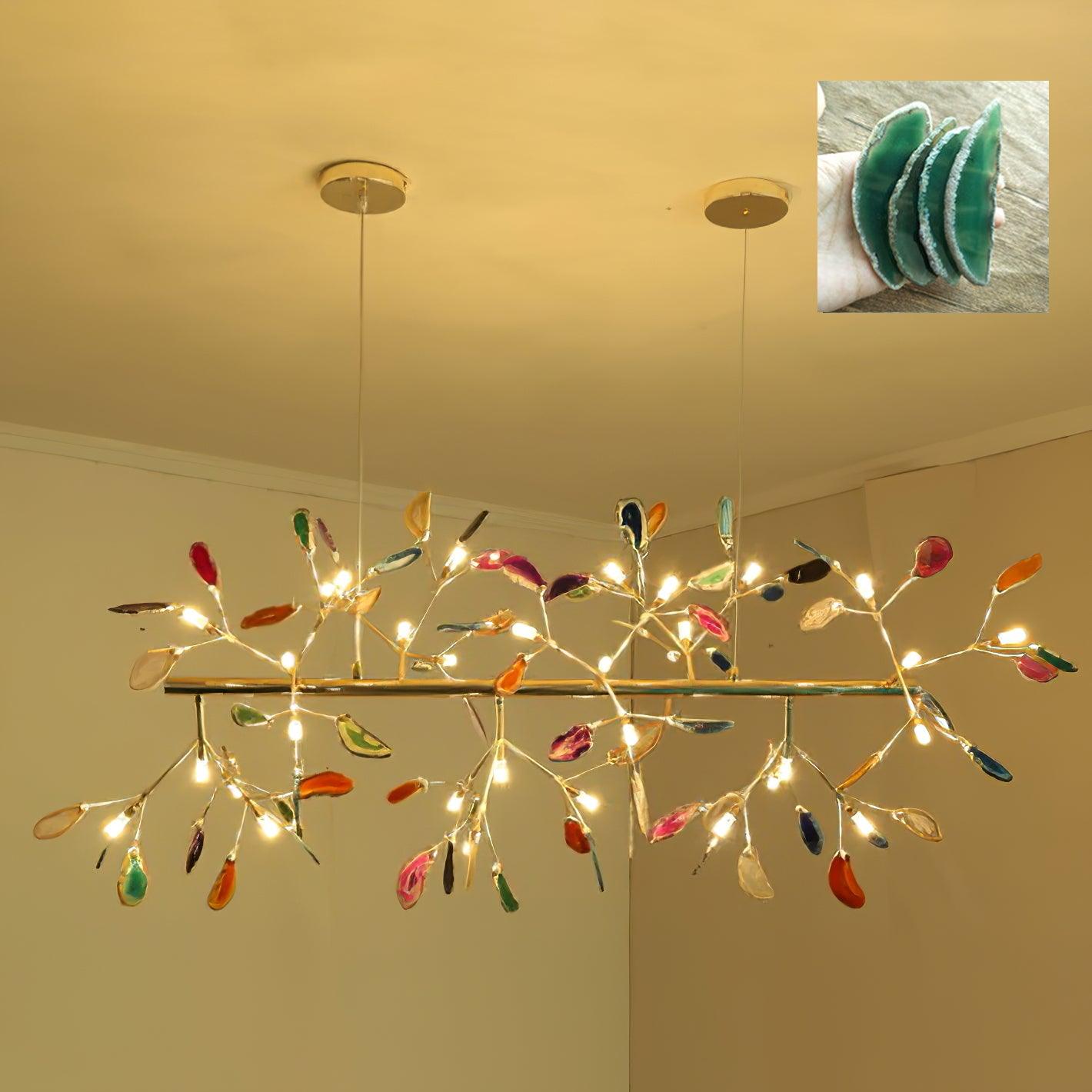 Ulenor Chandelier Colorful Leaf Gilded Arms-Neutral Decor