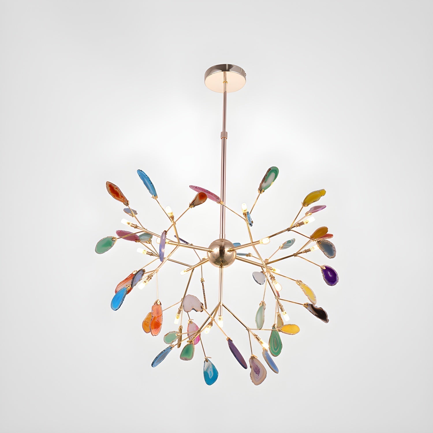 Ulenor Chandelier Colorful Leaf Gilded Arms-Neutral Decor