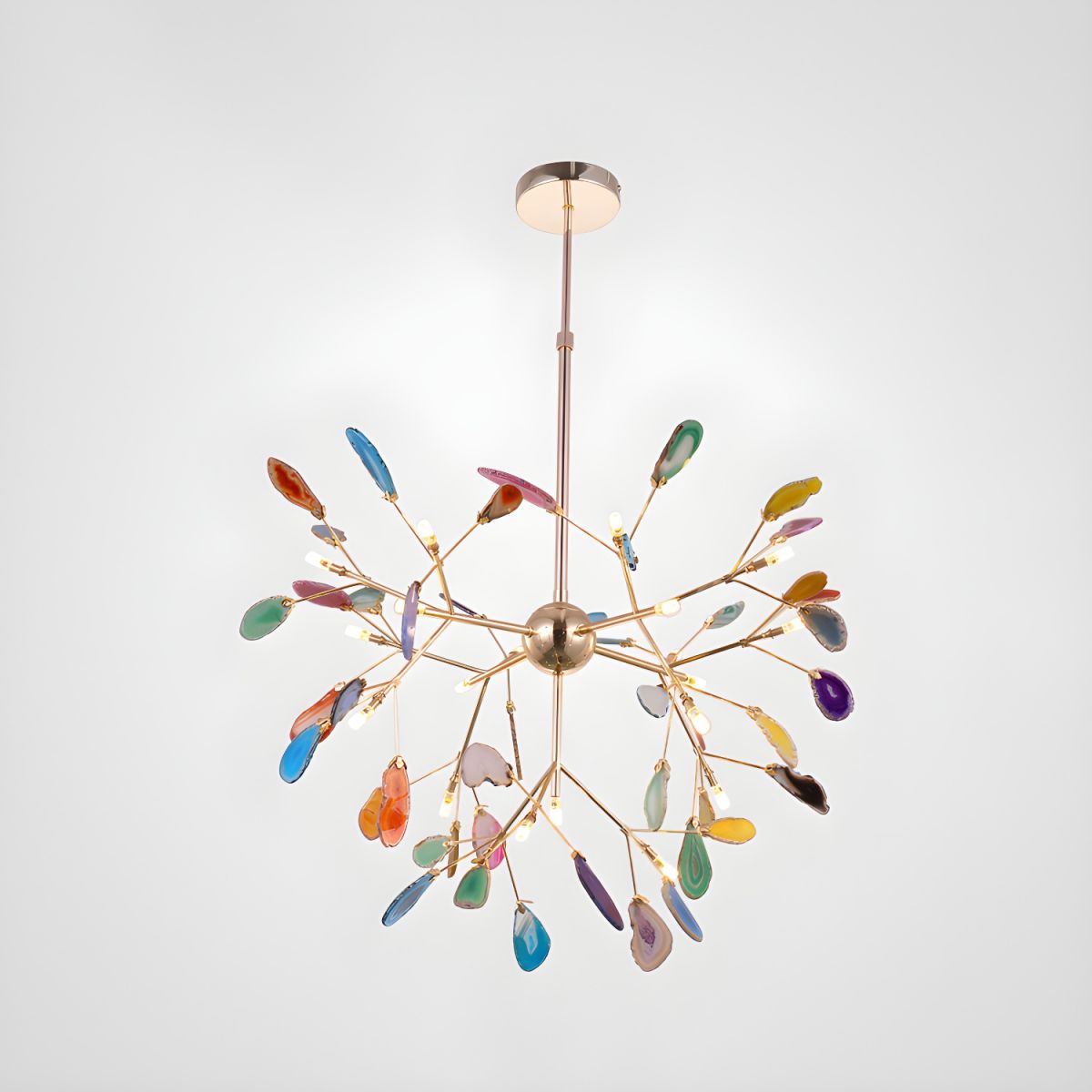 Ulenor Chandelier Colorful Leaf Gilded Arms-Neutral Decor