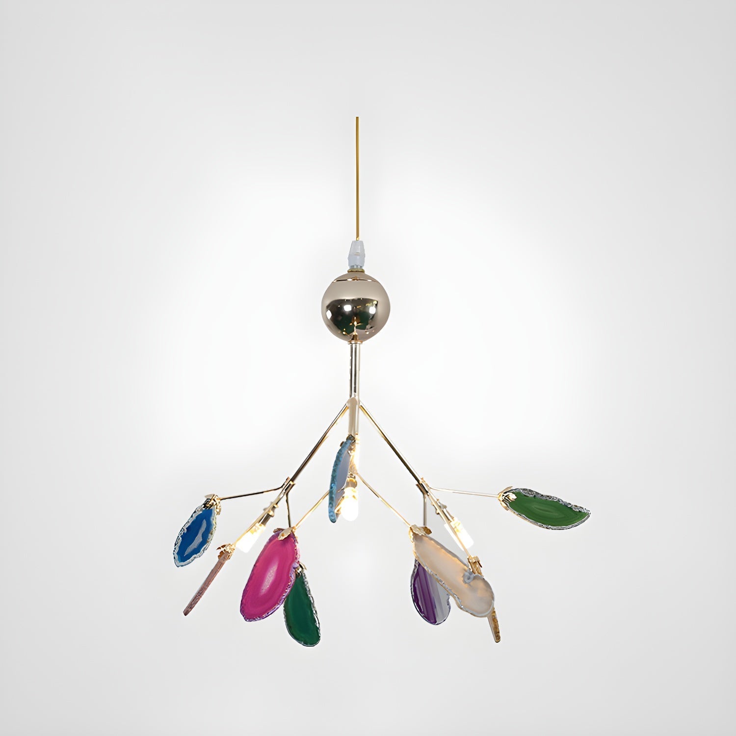 Ulenor Chandelier Colorful Leaf Gilded Arms-Neutral Decor