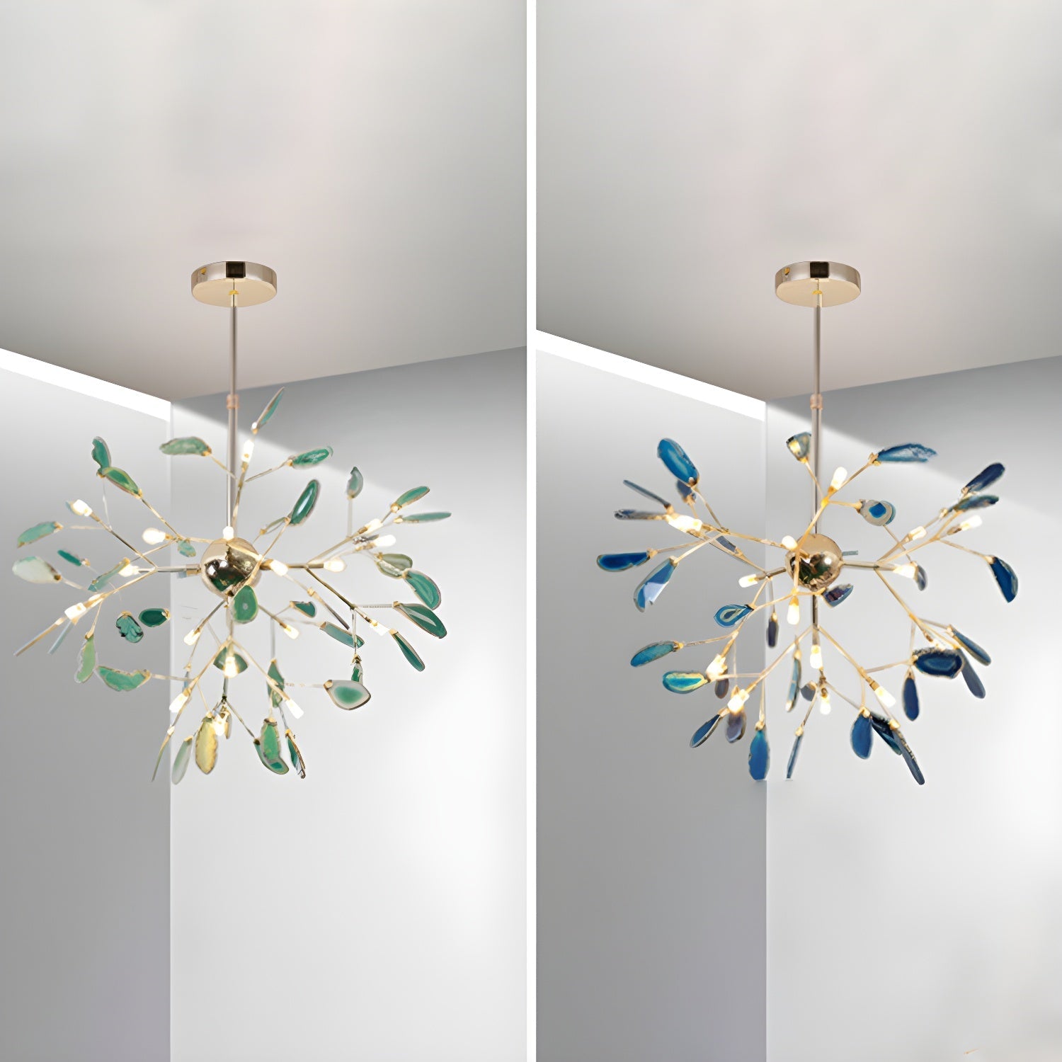 Ulenor Chandelier Colorful Leaf Gilded Arms-Neutral Decor
