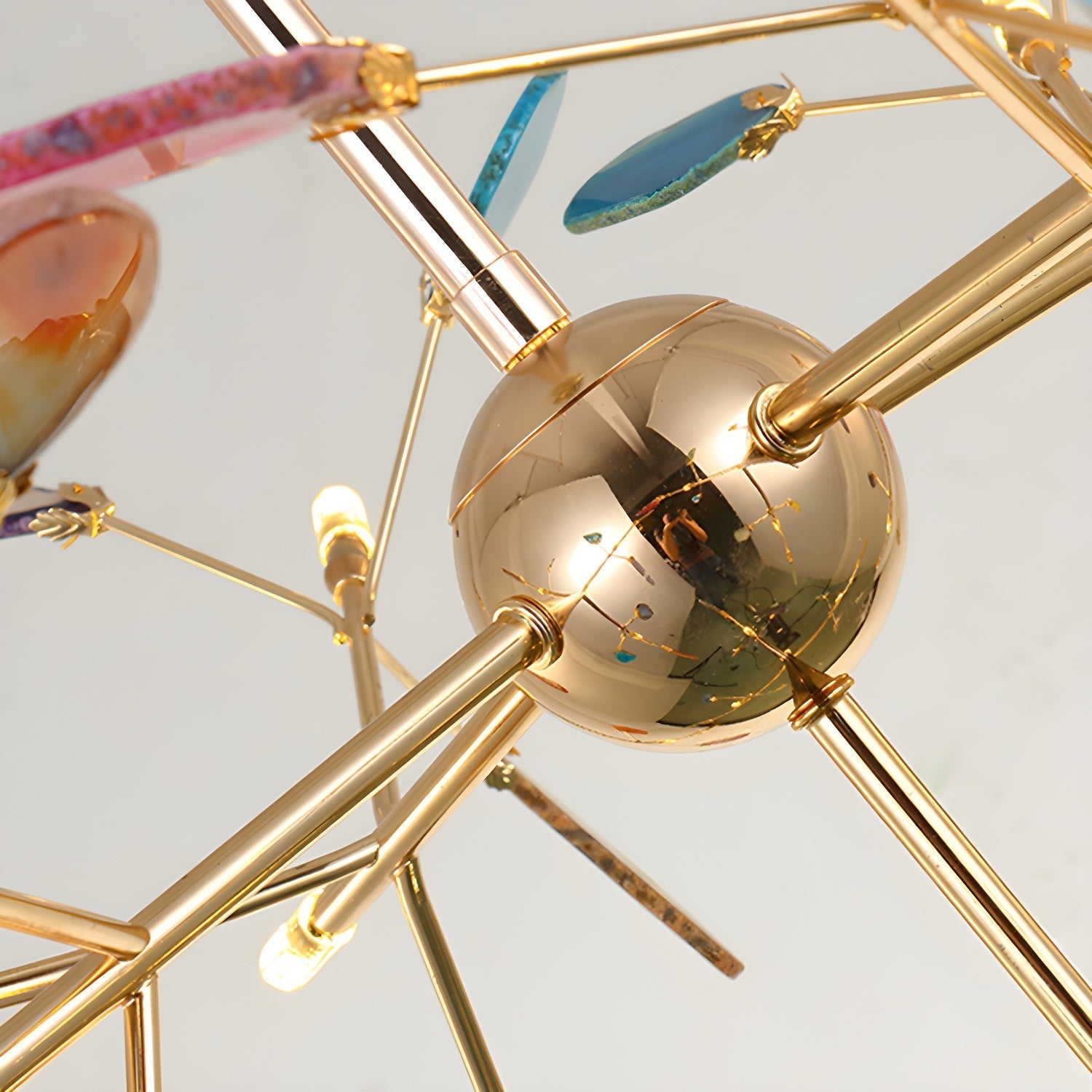 Ulenor Chandelier Colorful Leaf Gilded Arms-Neutral Decor