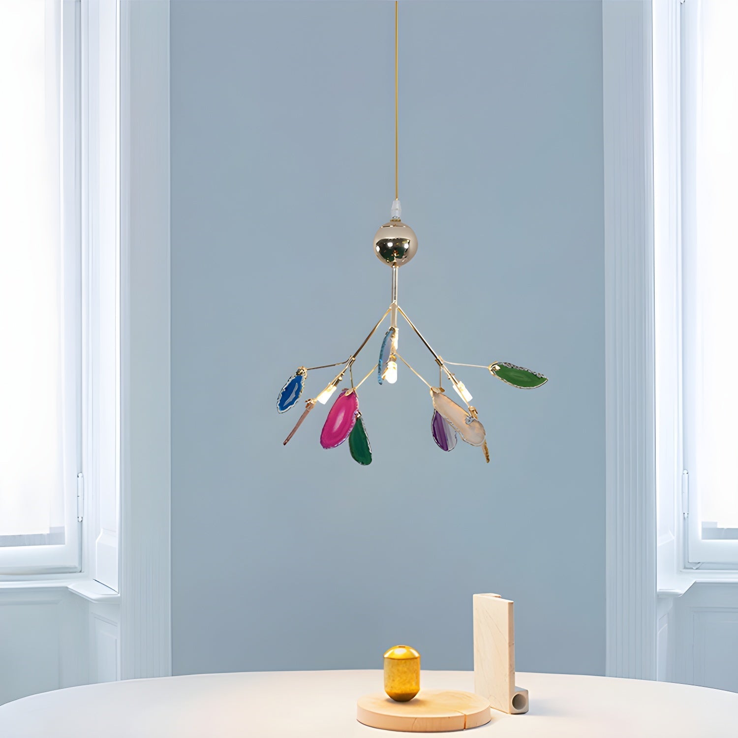 Ulenor Chandelier Colorful Leaf Gilded Arms-Neutral Decor
