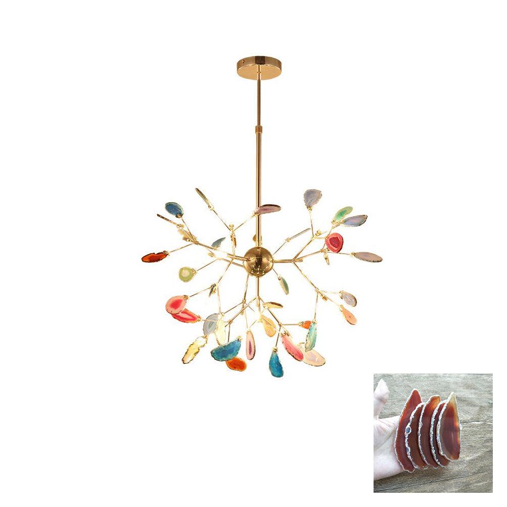 Ulenor Chandelier Colorful Leaf Gilded Arms-Neutral Decor