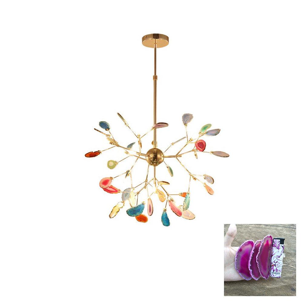 Ulenor Chandelier Colorful Leaf Gilded Arms-Neutral Decor