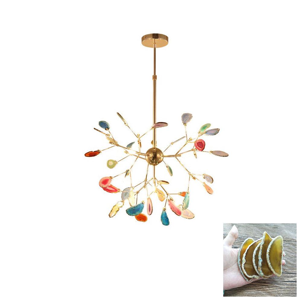 Ulenor Chandelier Colorful Leaf Gilded Arms-Neutral Decor