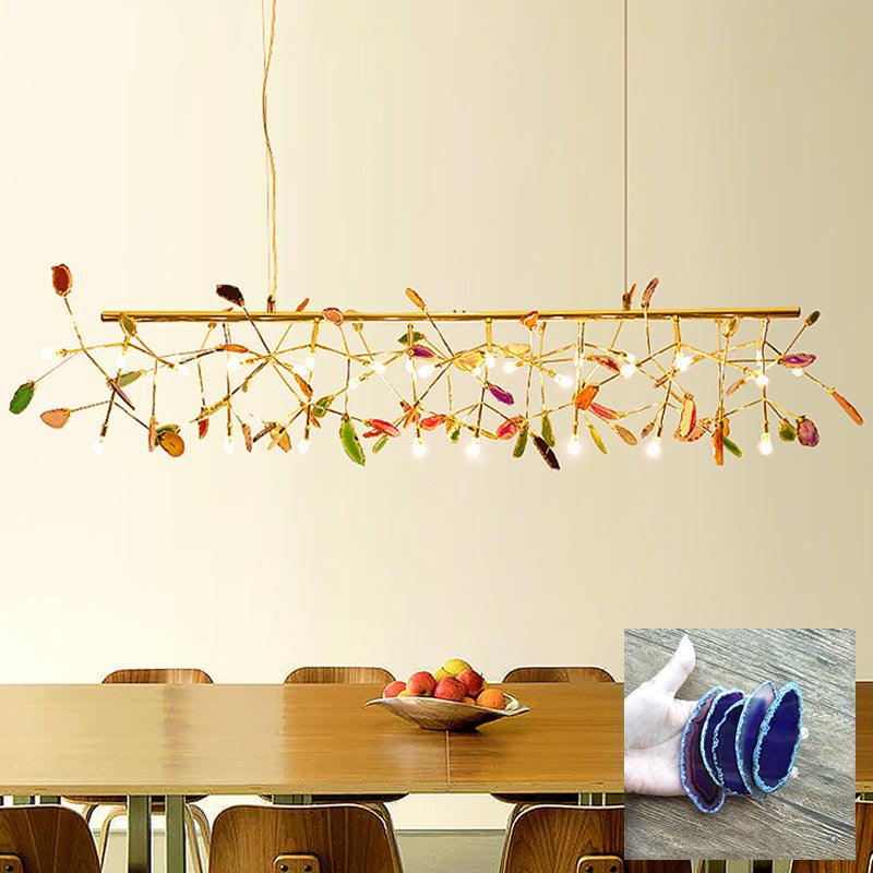 Ulenor Chandelier Colorful Leaf Gilded Arms-Neutral Decor