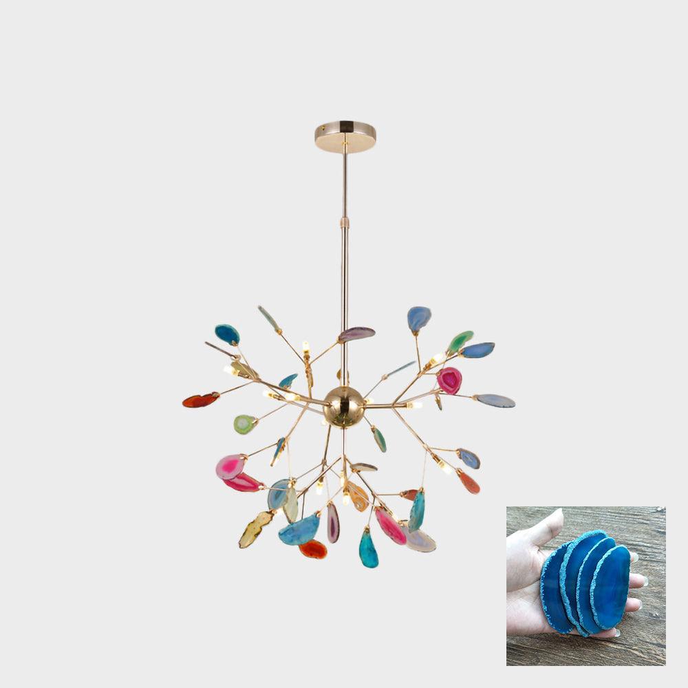 Ulenor Chandelier Colorful Leaf Gilded Arms-Neutral Decor