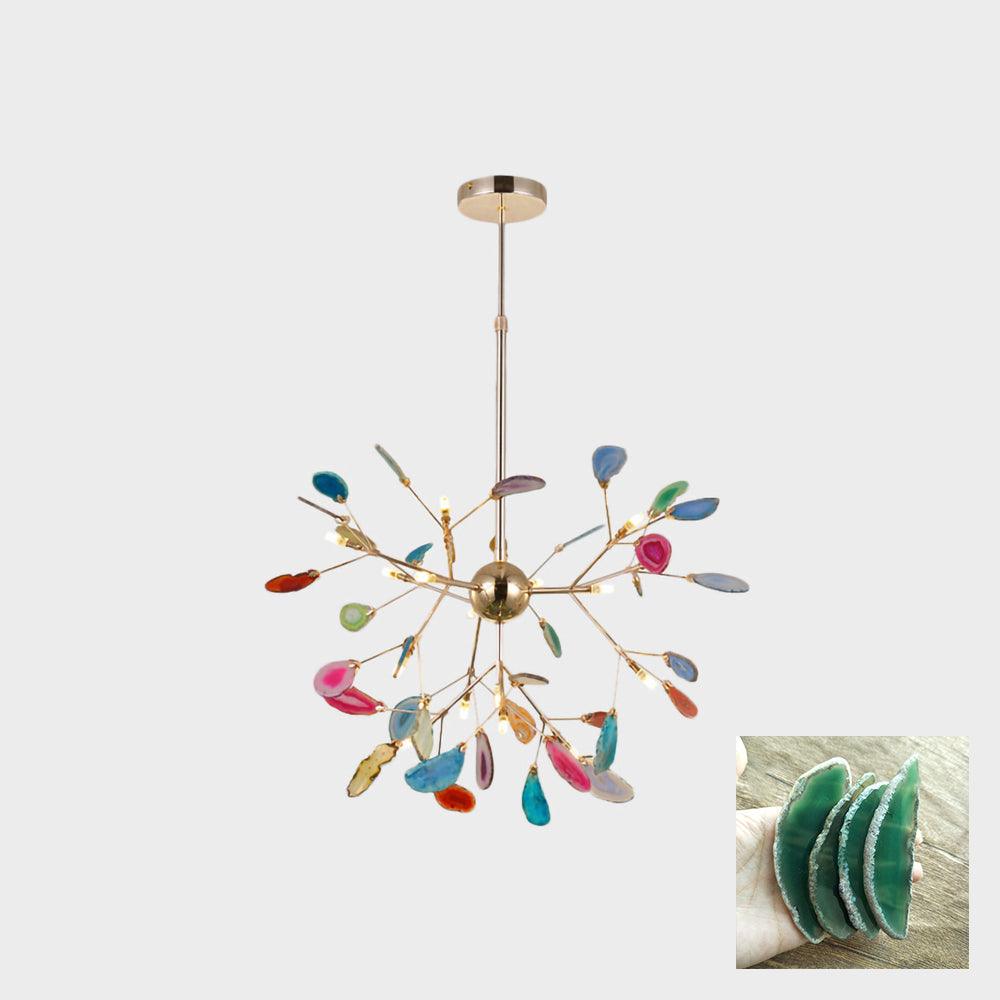 Ulenor Chandelier Colorful Leaf Gilded Arms-Neutral Decor