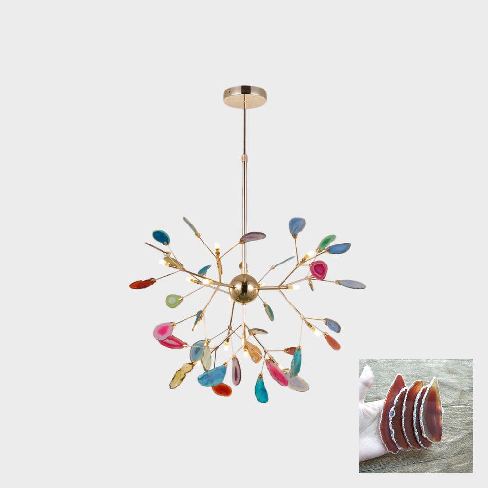 Ulenor Chandelier Colorful Leaf Gilded Arms-Neutral Decor