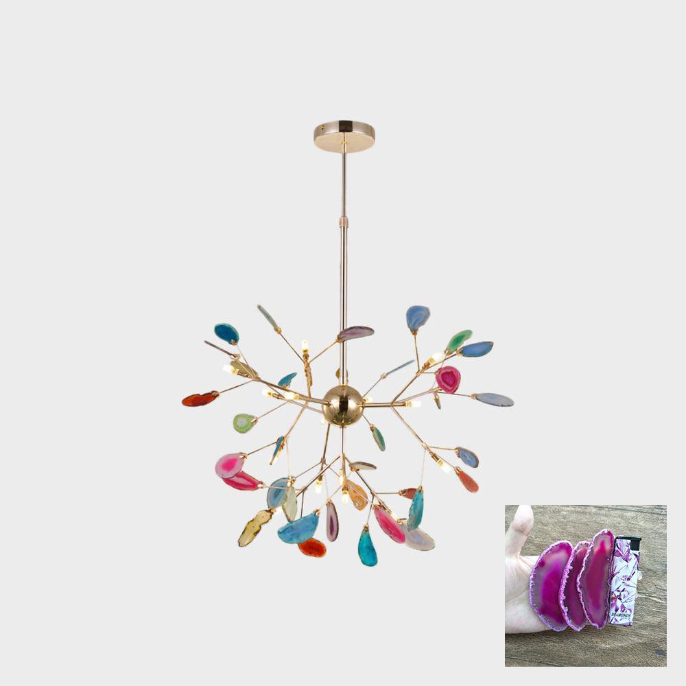 Ulenor Chandelier Colorful Leaf Gilded Arms-Neutral Decor