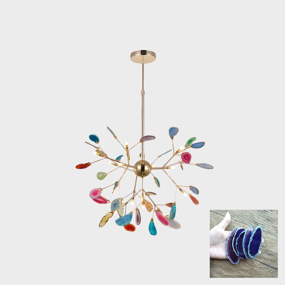 Ulenor Chandelier Colorful Leaf Gilded Arms-Neutral Decor