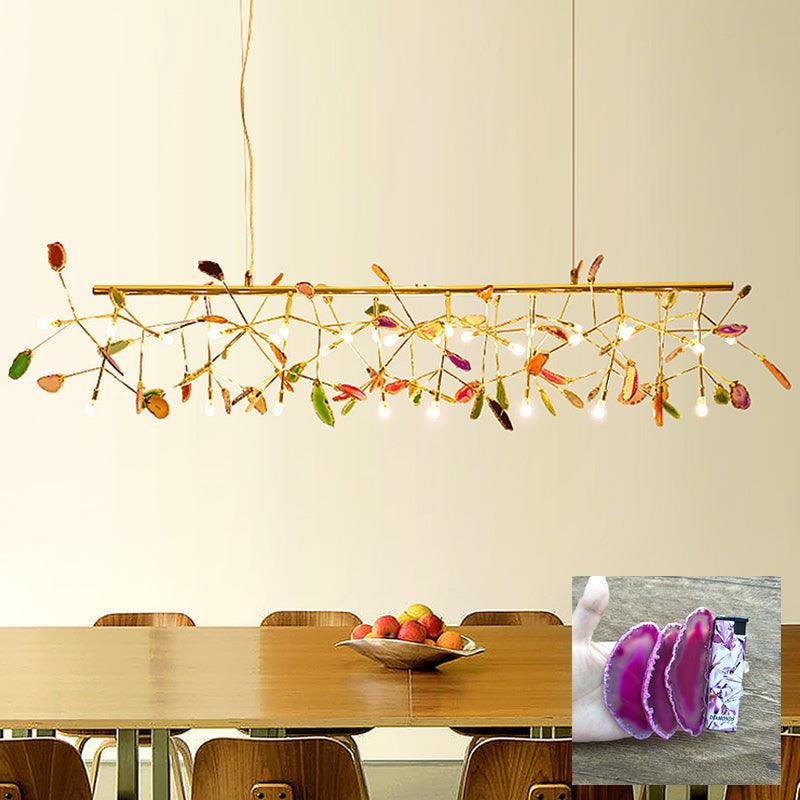 Ulenor Chandelier Colorful Leaf Gilded Arms-Neutral Decor