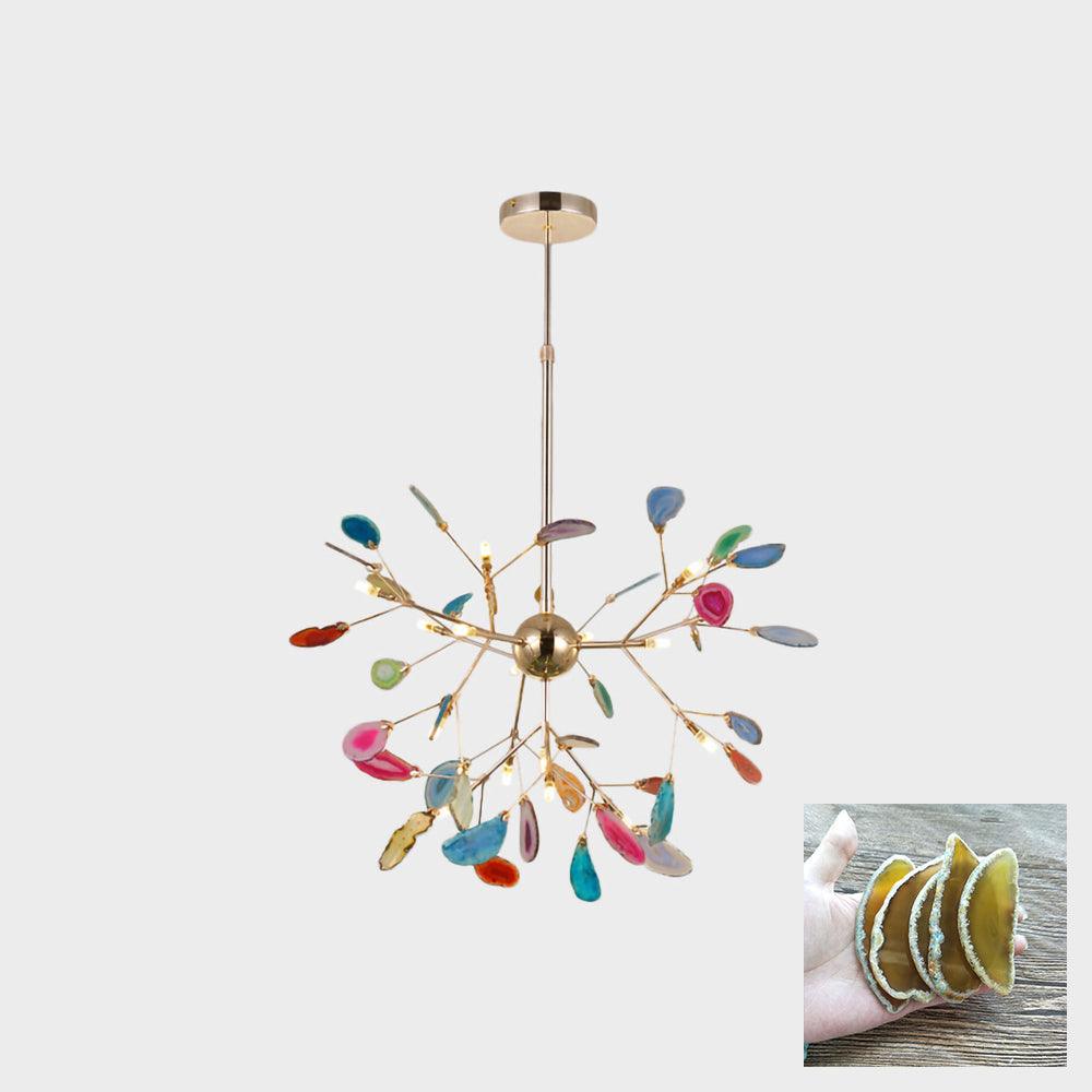 Ulenor Chandelier Colorful Leaf Gilded Arms-Neutral Decor