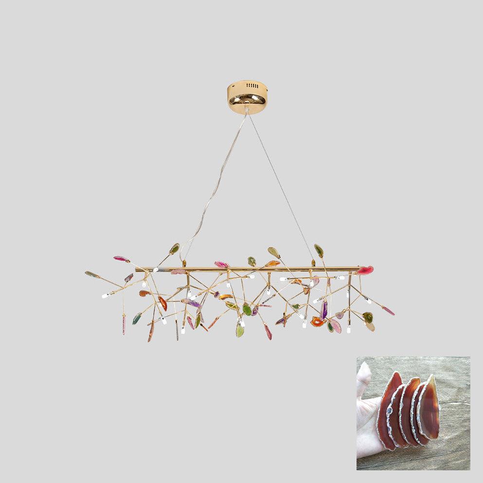 Ulenor Chandelier Colorful Leaf Gilded Arms-Neutral Decor