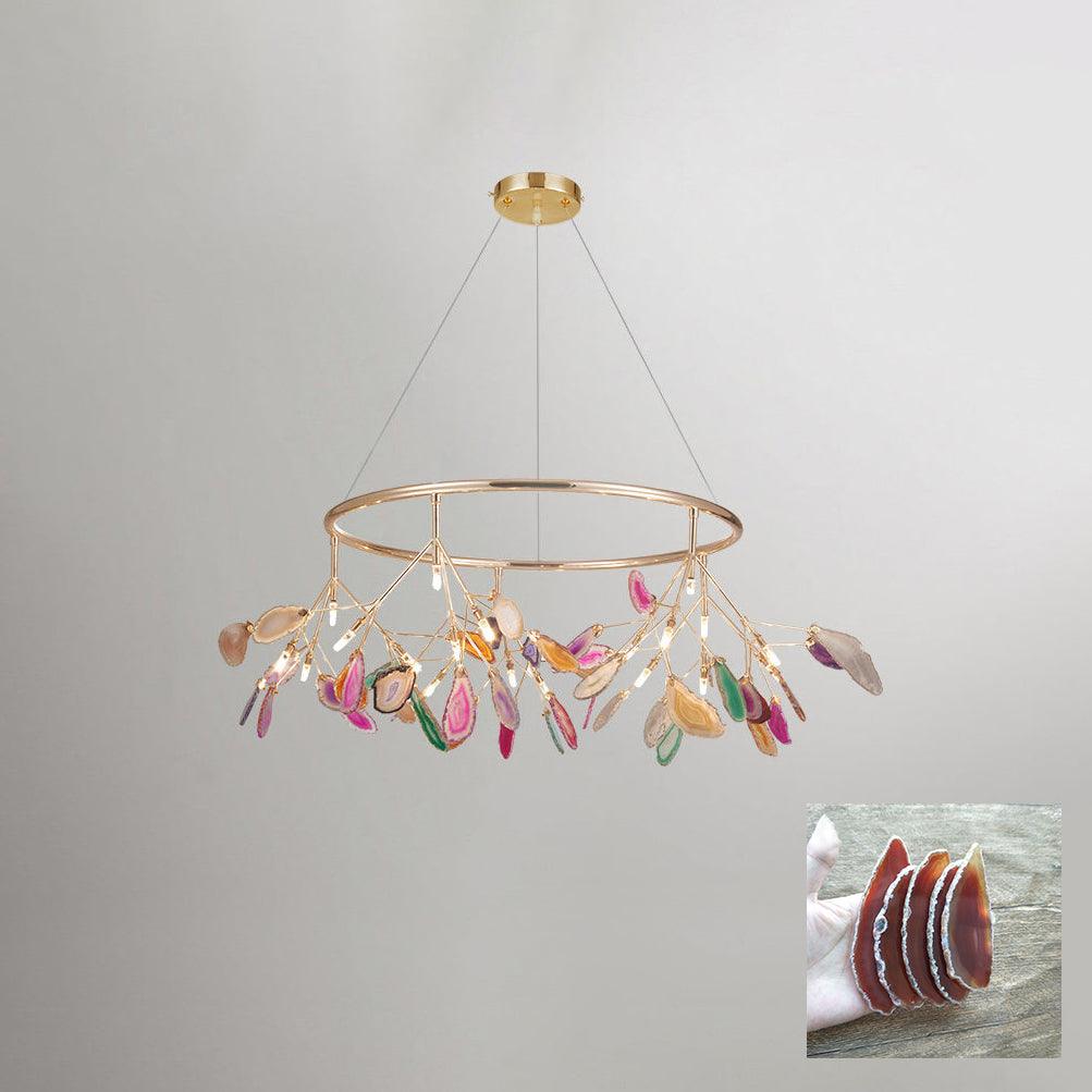 Ulenor Chandelier Colorful Leaf Gilded Arms-Neutral Decor