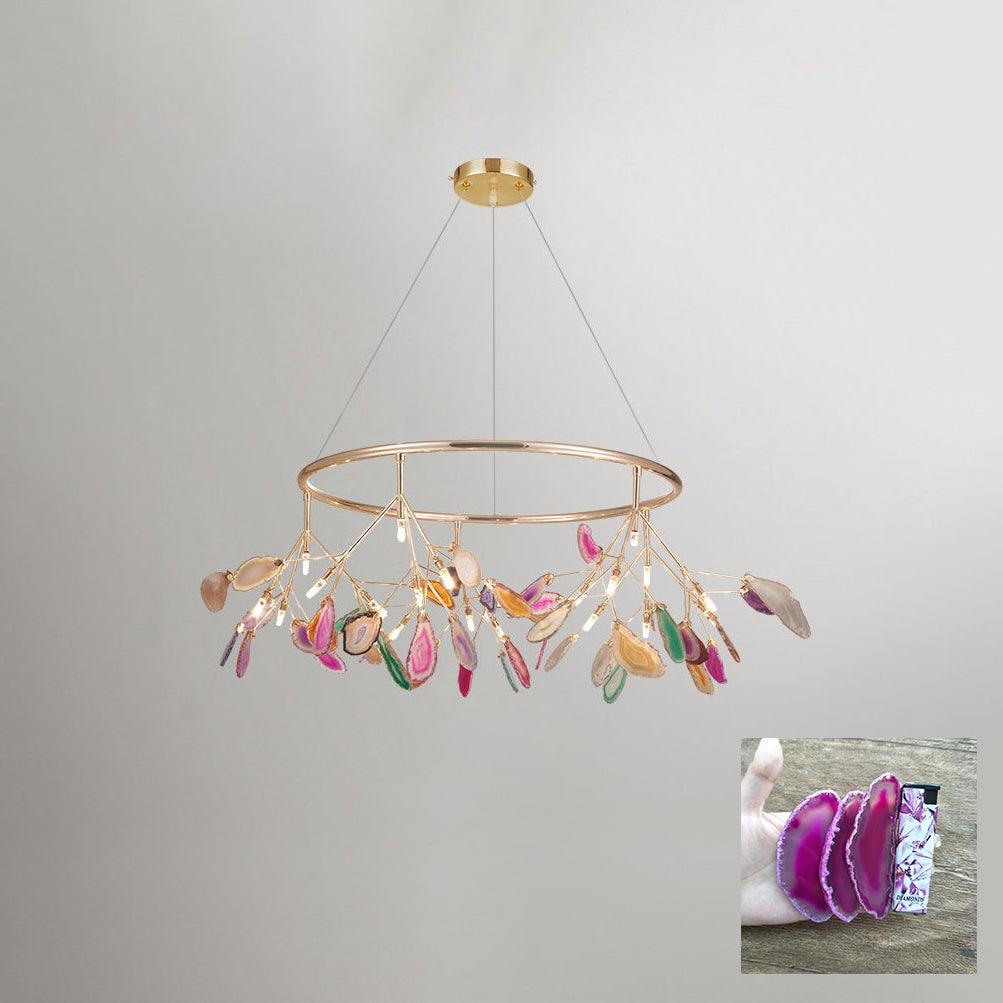 Ulenor Chandelier Colorful Leaf Gilded Arms-Neutral Decor