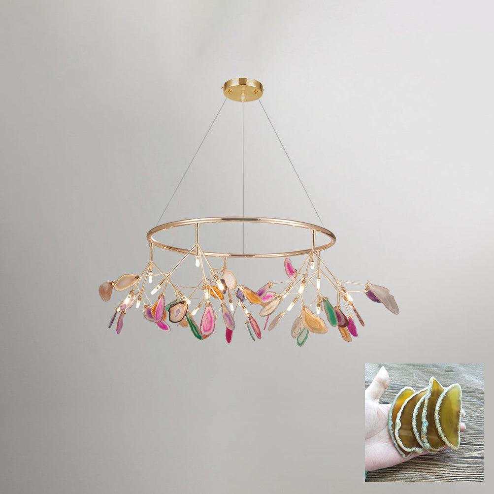 Ulenor Chandelier Colorful Leaf Gilded Arms-Neutral Decor