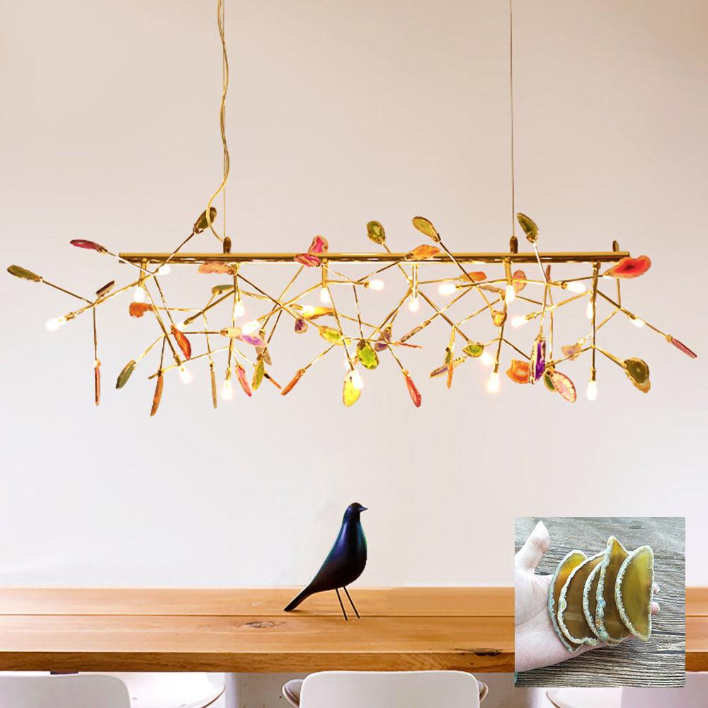 Ulenor Chandelier Colorful Leaf Gilded Arms-Neutral Decor