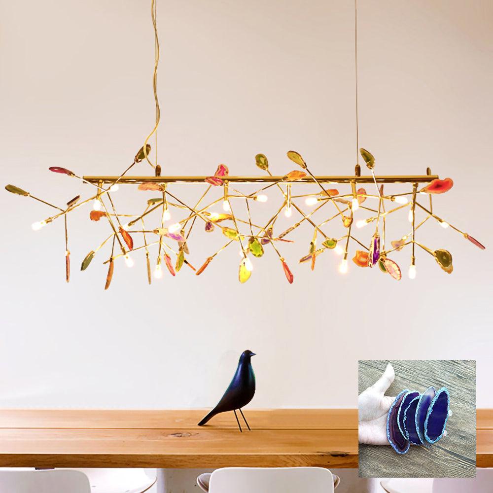 Ulenor Chandelier Colorful Leaf Gilded Arms-Neutral Decor