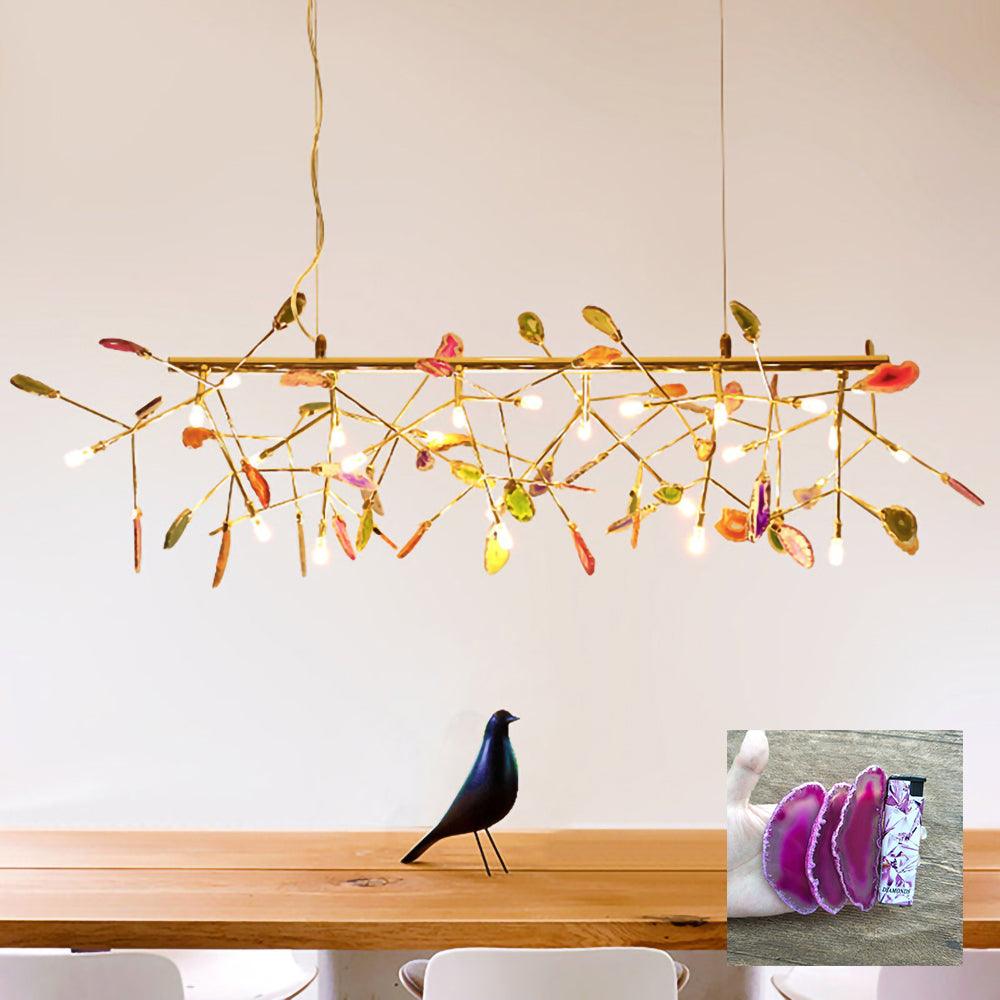 Ulenor Chandelier Colorful Leaf Gilded Arms-Neutral Decor