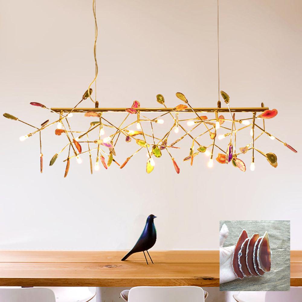 Ulenor Chandelier Colorful Leaf Gilded Arms-Neutral Decor