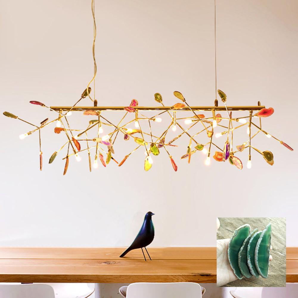 Ulenor Chandelier Colorful Leaf Gilded Arms-Neutral Decor