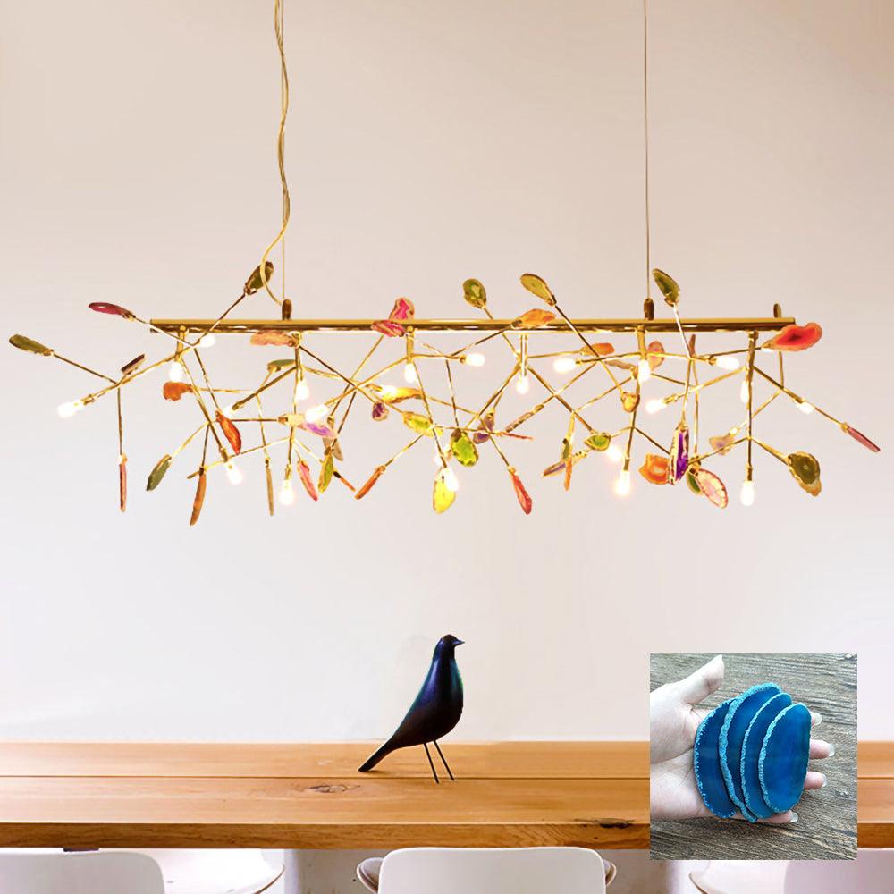 Ulenor Chandelier Colorful Leaf Gilded Arms-Neutral Decor