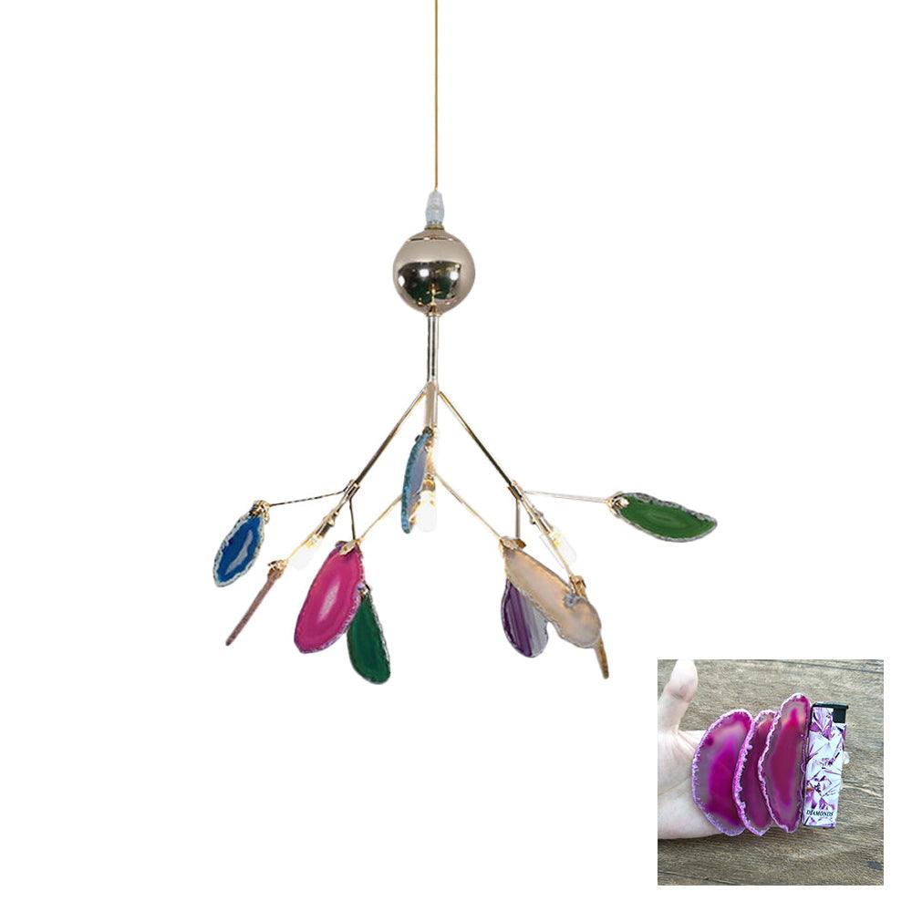 Ulenor Chandelier Colorful Leaf Gilded Arms-Neutral Decor