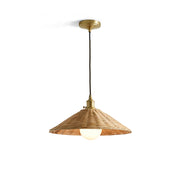 Agoura Pendant Light in natural rattan with a black frame.